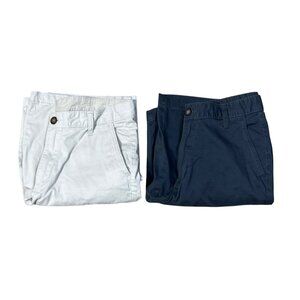 2 Pair George Chino Shorts Men's Blue Light Khaki Size 30 Flat Front